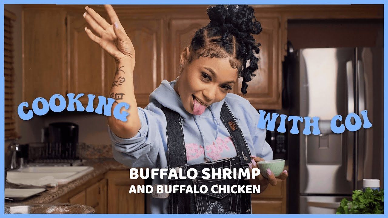 Cooking With Coi Leray – Bussin’ Buffalo Shrimp and Chicken